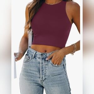 Efan Women's Sleeveless Burgundy Crop Top XL NWT